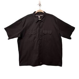 Dickies Mens 2XL Shirt Short Sleeve Black Button Up Flex Workwear Outdoor